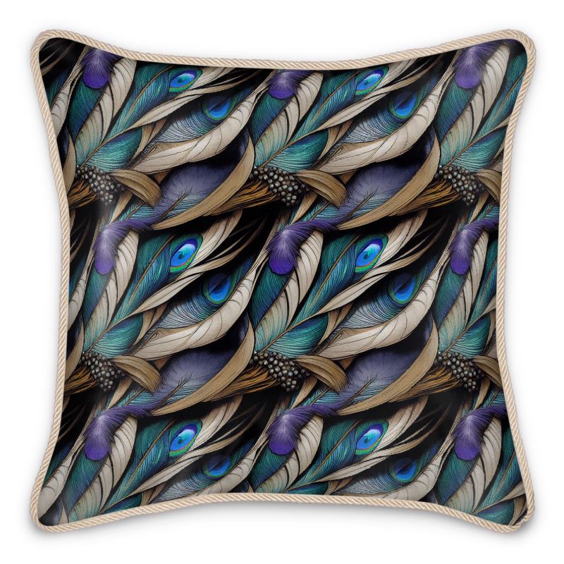 Peacock Feathers Silk Cushions