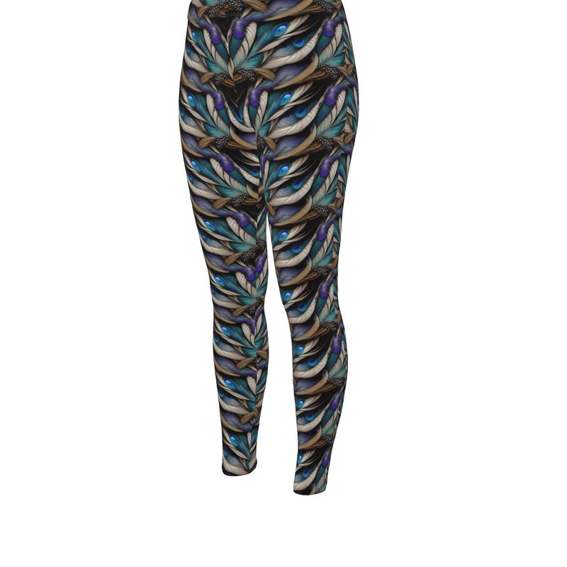 Peacock Feathers High Waisted Leggings