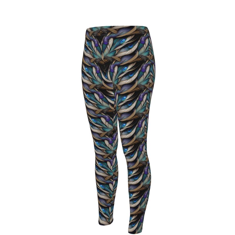 Peacock Feathers High Waisted Leggings