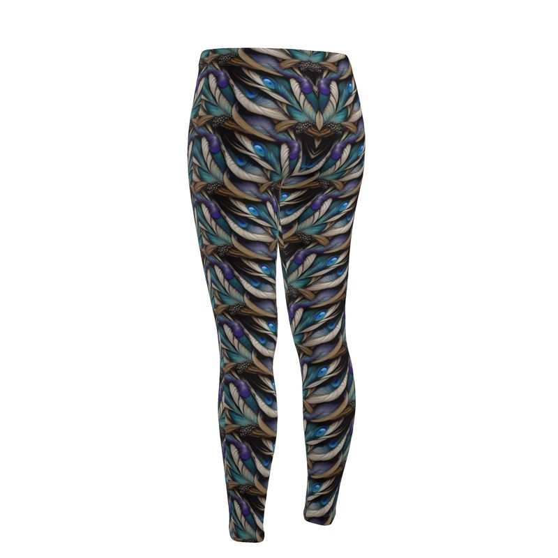 Peacock Feathers High Waisted Leggings