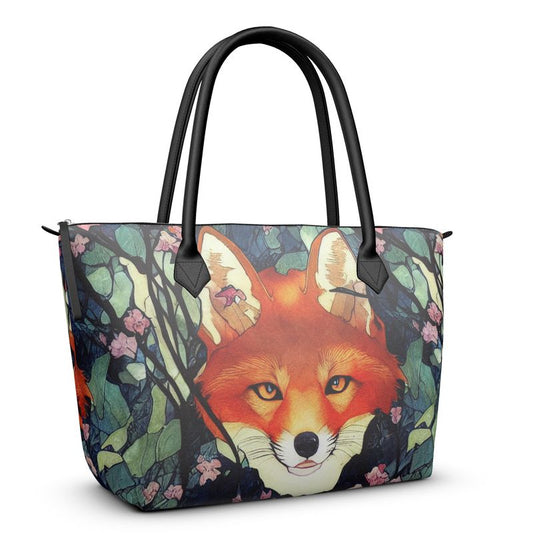 Red Fox Zip Top Handbag