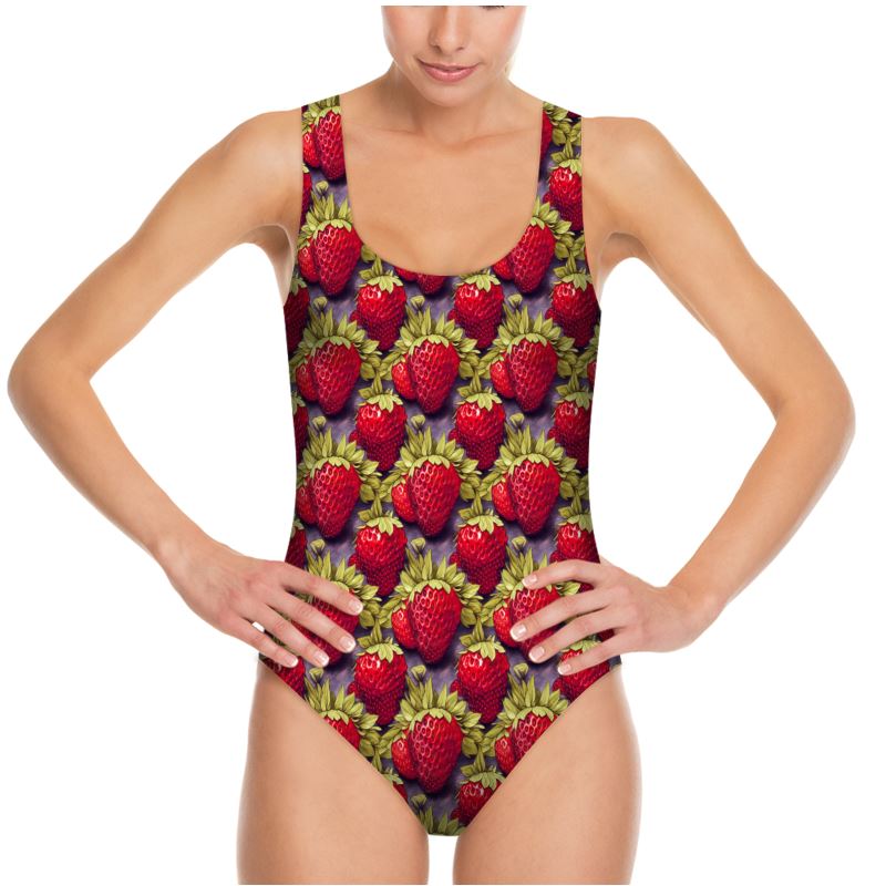 Strawberries on Indigo Swimsuit