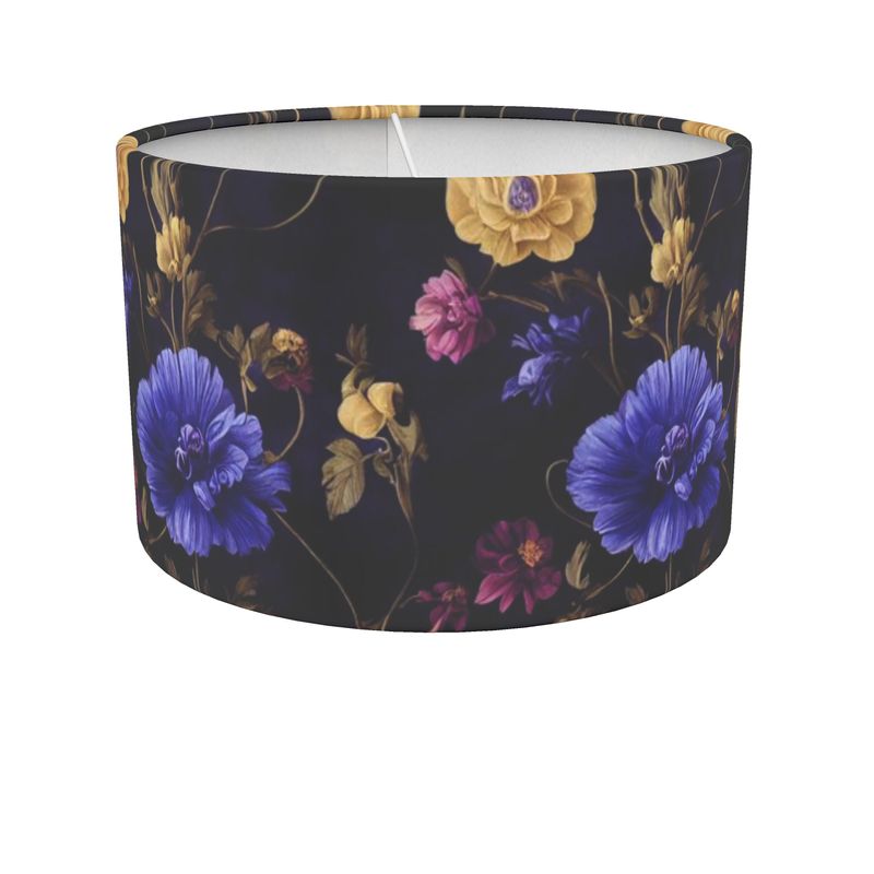 Night Garden Anemone Blooms Drum Lamp Shade