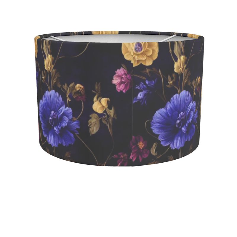 Night Garden Anemone Blooms Drum Lamp Shade