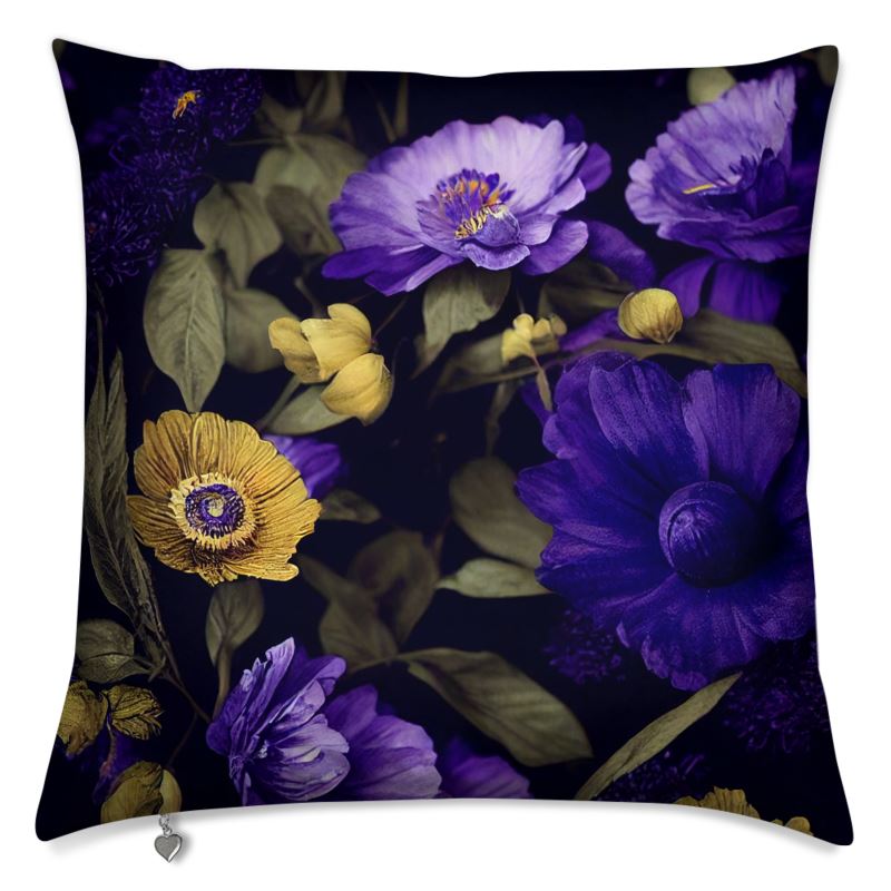 Night Garden Purple and Gold Blooms Cushion Covers