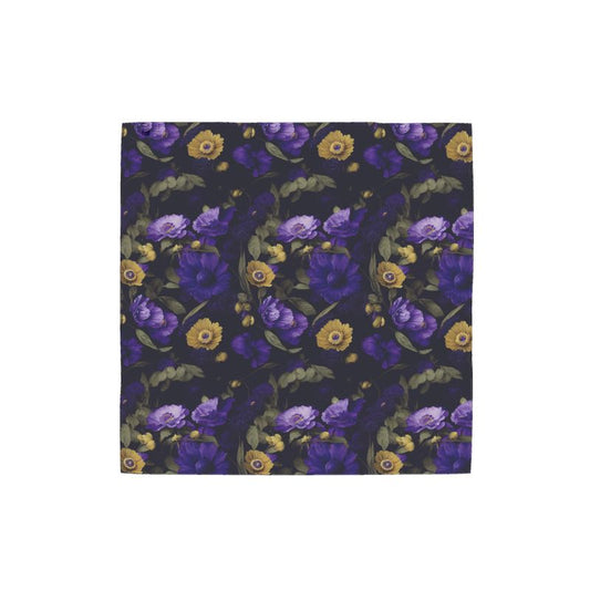 Night Garden Purple and Gold Blooms Scarf Wrap or Shawl