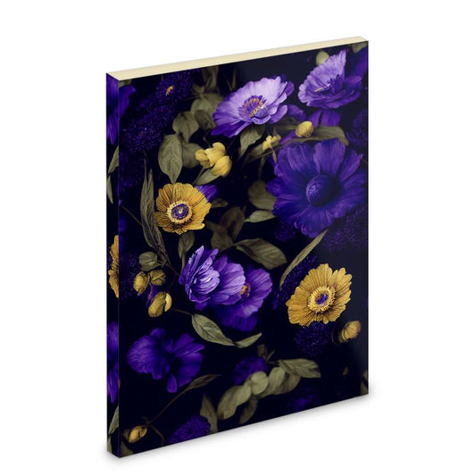 Night Garden Purple and Gold Blooms Pocket Note Book