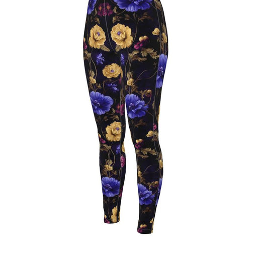 Night Garden Anemone Blooms High Waisted Leggings