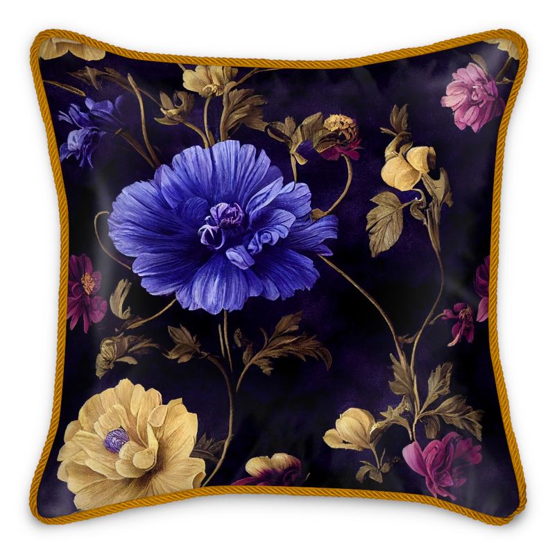 Night Garden Anemone Blooms Silk Cushions