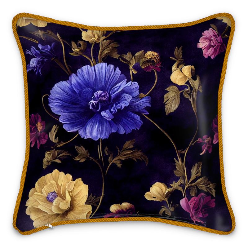 Night Garden Anemone Blooms Silk Cushions