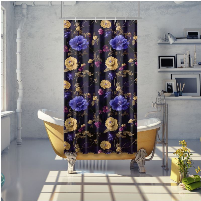 Night Garden Anemone Blooms Shower Curtain