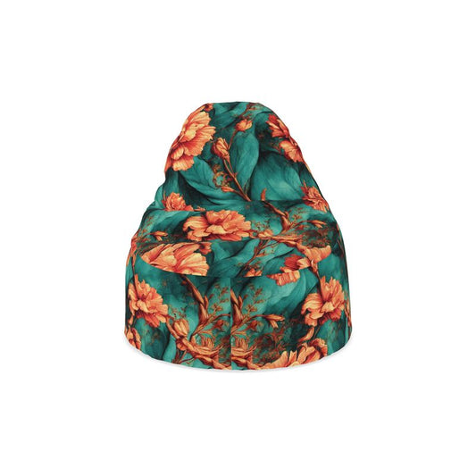 Vintage Orange on Green Flowers Bean Bags