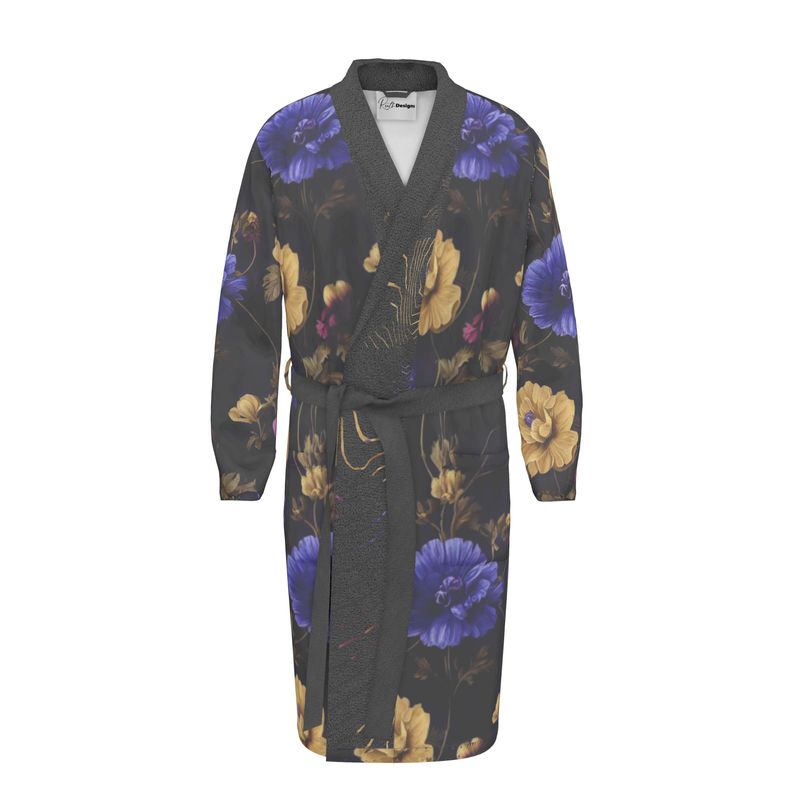 Vintage Night Garden Anemone Blooms Dressing Gown