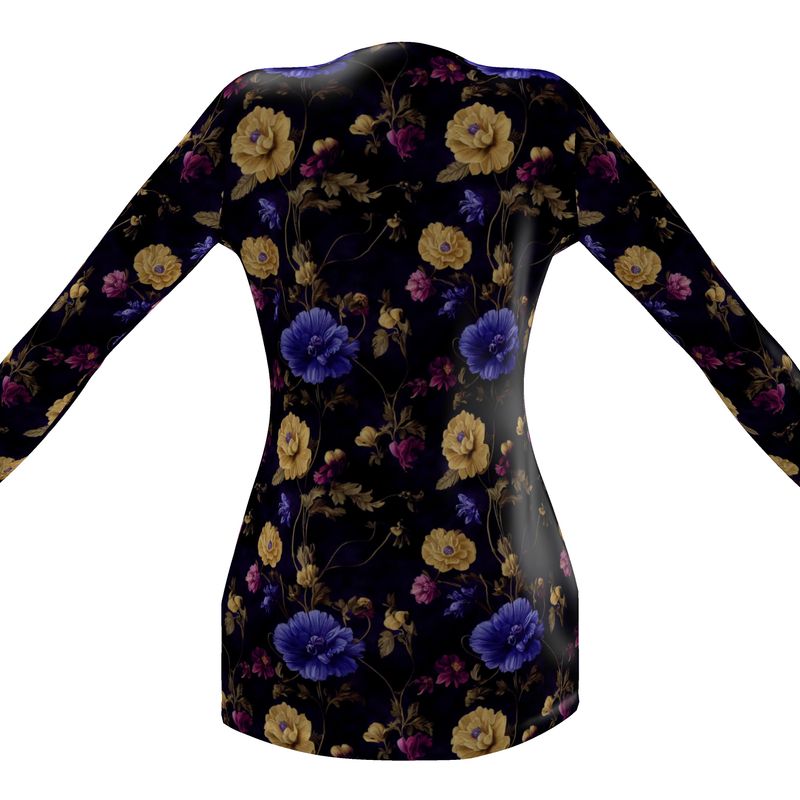 Night Garden Anemone Blooms Ladies Cardigan with Pockets