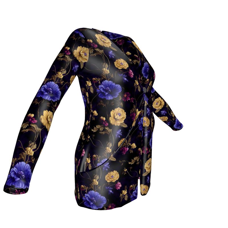 Night Garden Anemone Blooms Ladies Cardigan with Pockets