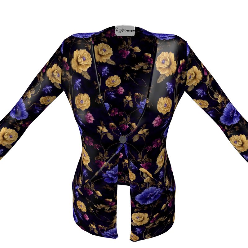 Night Garden Anemone Blooms Ladies Cardigan with Pockets