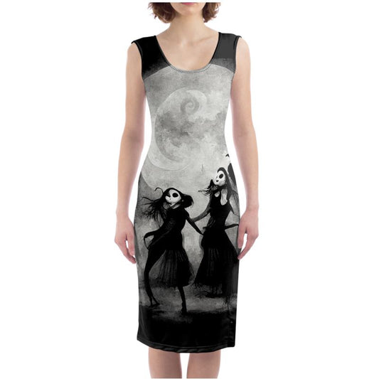 Goth Girls Dancing by Moonlight Bodycon Dress