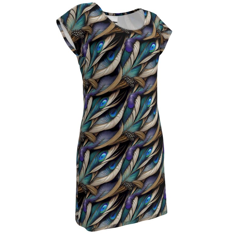 Peacock Feathers Ladies Tunic T Shirt