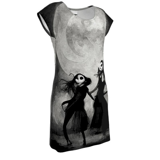 Goth Girls Dancing by Moonlight Ladies Tunic T Shirt