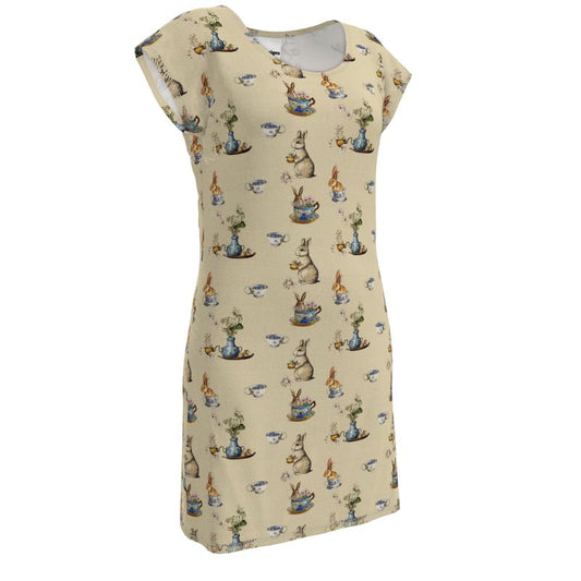 Bunnies and Teacups Ladies Tunic T Shirt