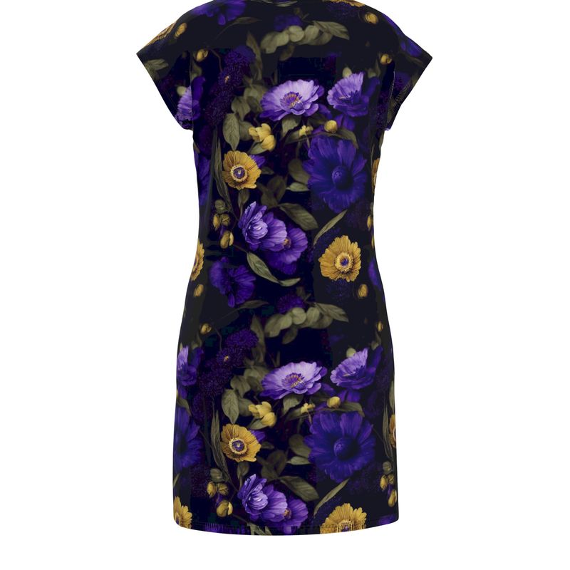 Night Garden Purple and Gold Blooms Ladies Tunic T Shirt