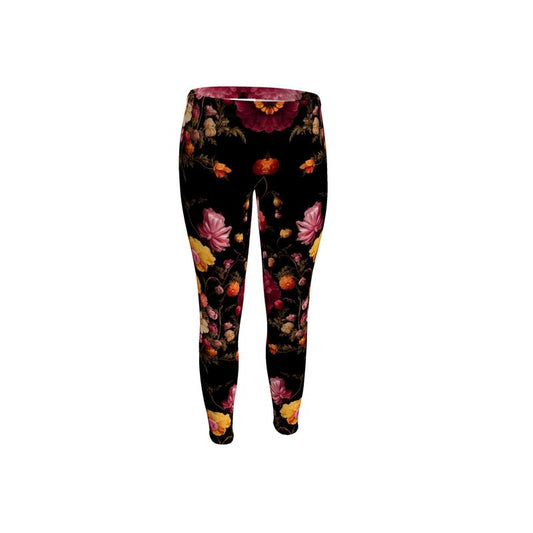 Pink and Gold Anemone Blooms Leggings