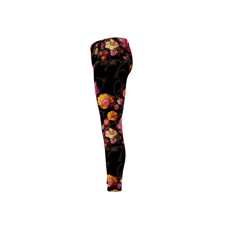 Pink and Gold Anemone Blooms Leggings