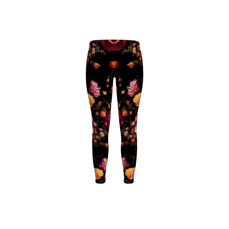Pink and Gold Anemone Blooms Leggings