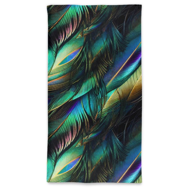 Iridescent Peacock Feathers Neck Tube Scarf