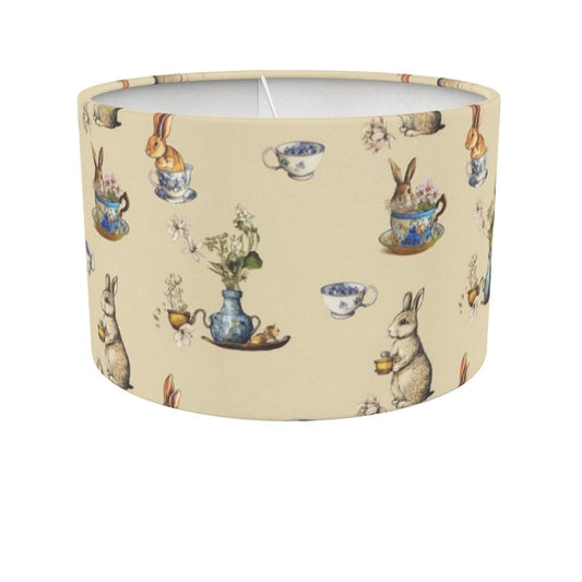 Bunnies and Teacups Drum Lamp Shade