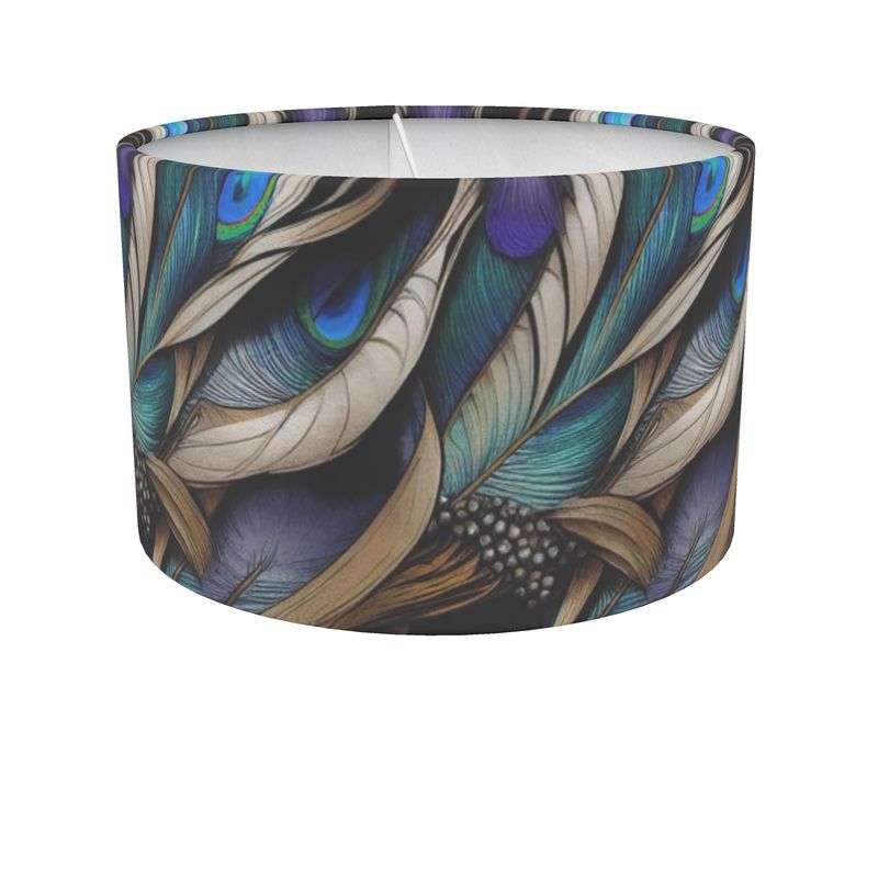 Peacock Feathers Drum Lamp Shade