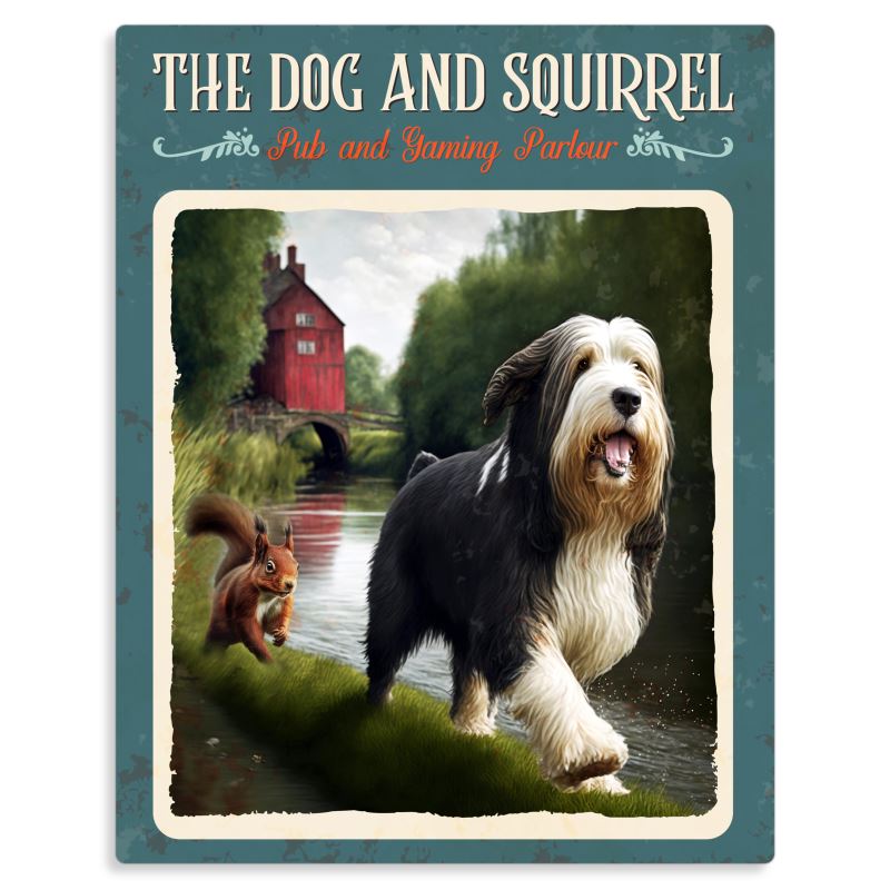 The Dog and Squirrel Metal Prints