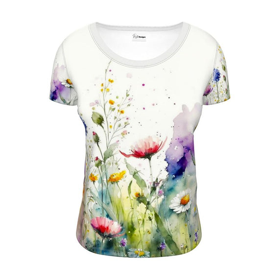 Meadow Flowers Ladies Scoop Neck T Shirt