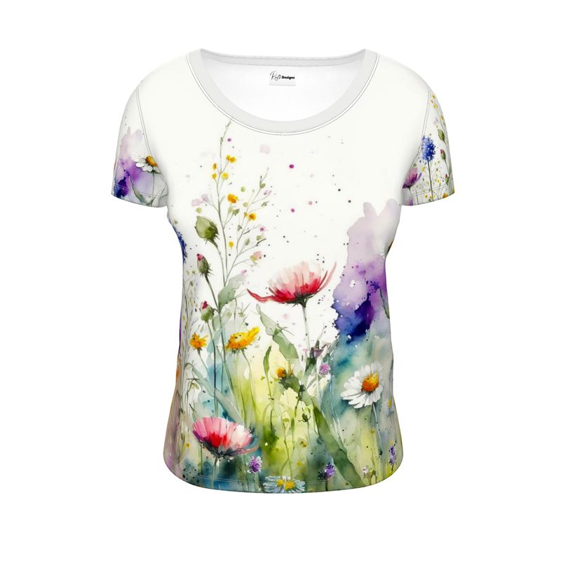 Meadow Flowers Ladies Scoop Neck T Shirt