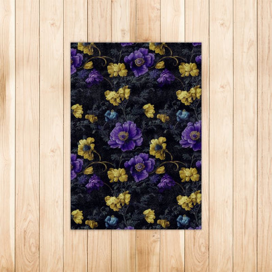 Night Garden Purple and Gold Blooms Rugs