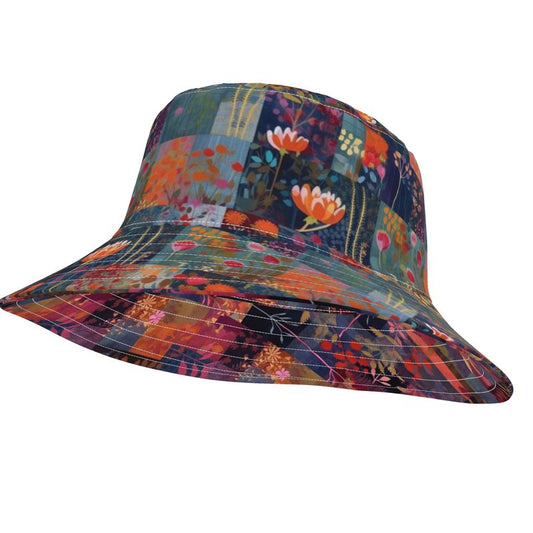 Indigo Patchwork Delight Reversible Bucket Hat