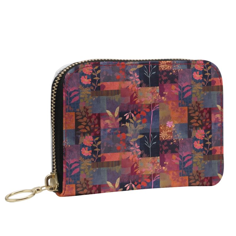 Patchwork Delight Tapestry Small Leather Zip Purse