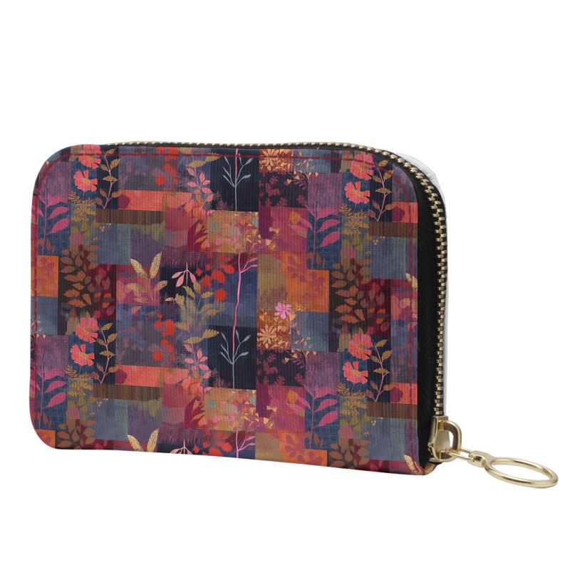 Patchwork Delight Tapestry Small Leather Zip Purse