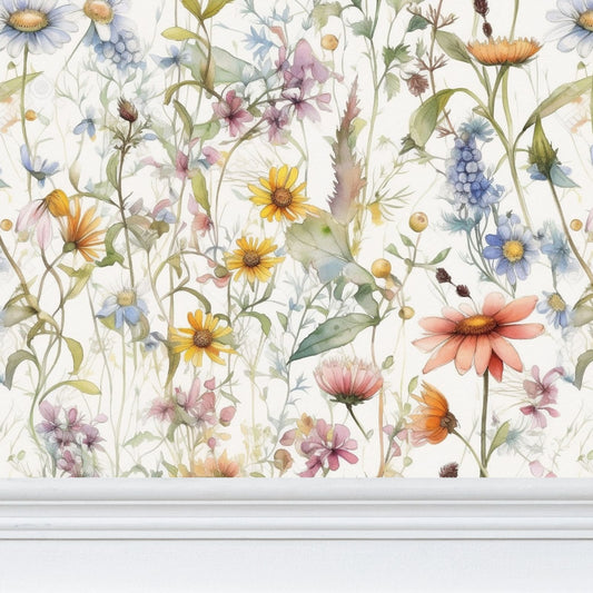 Whispering Meadow Blossom Repeat Pattern Wallpaper