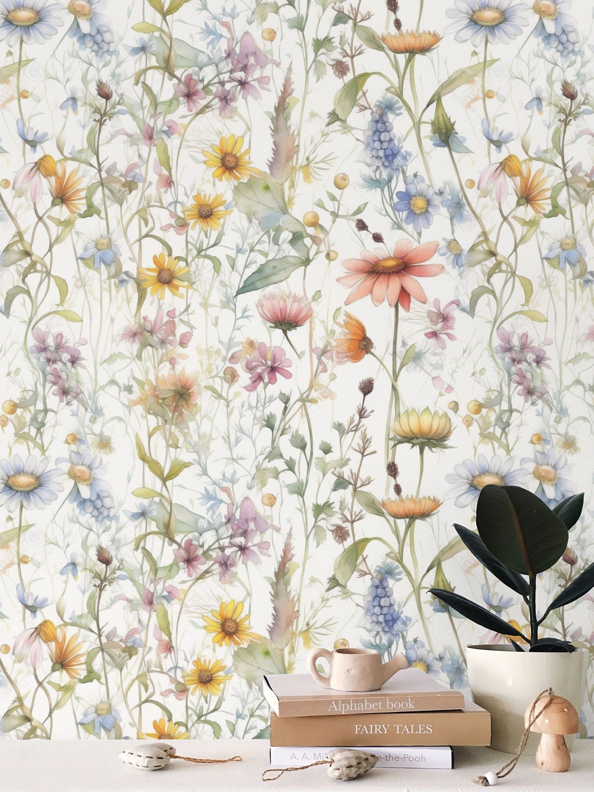 Whispering Meadow Blossom Repeat Pattern Wallpaper