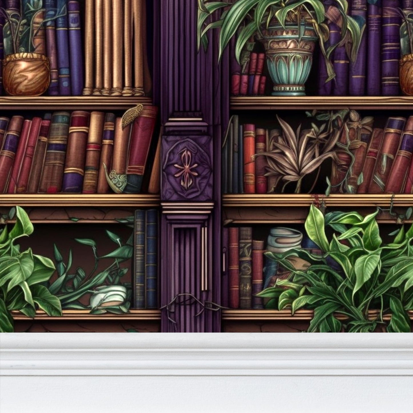 Library Bookcase Repeat Pattern Wallpaper