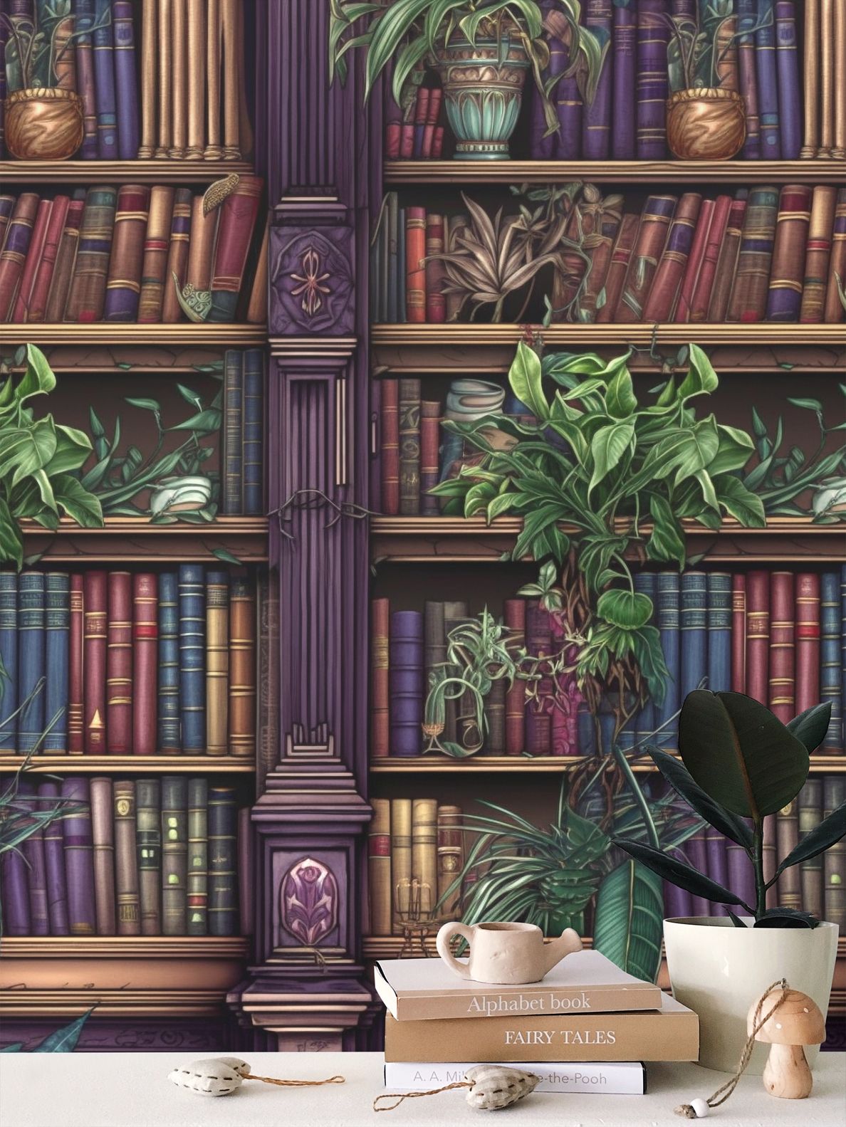 Library Bookcase Repeat Pattern Wallpaper