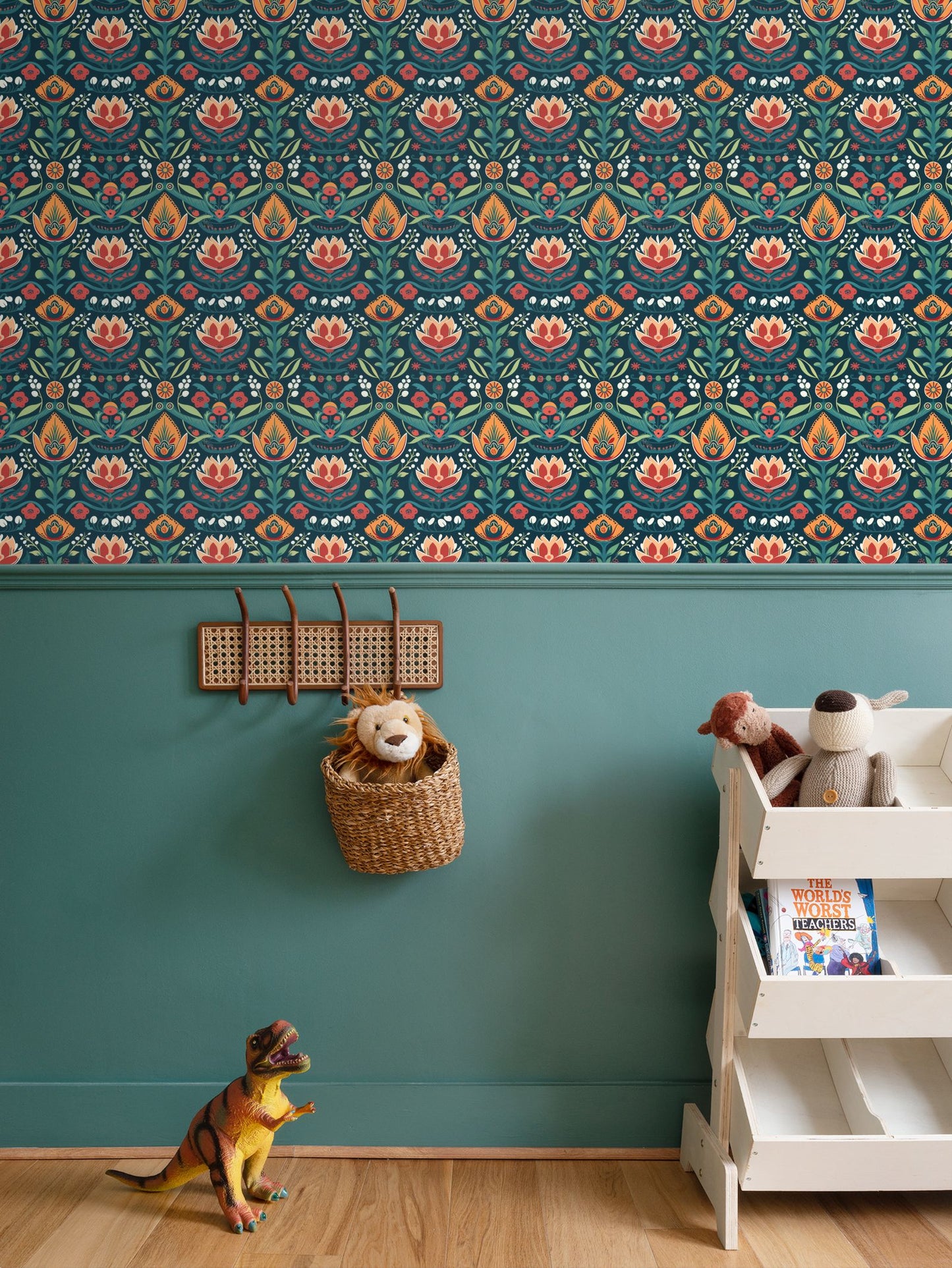 Folk Art Tapestry Repeat Pattern Wallpaper