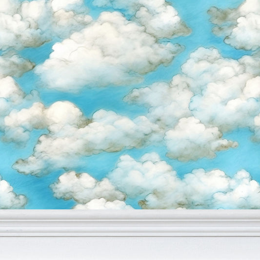 Sky Dreams Cloudscape Repeat Pattern Wallpaper