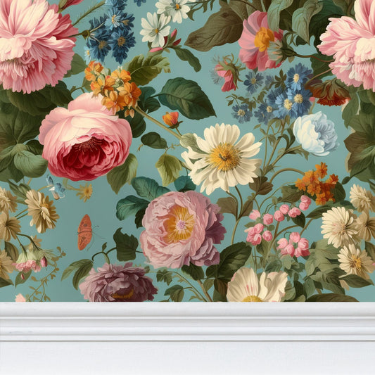 Rose Garden Repeat Pattern Wallpaper