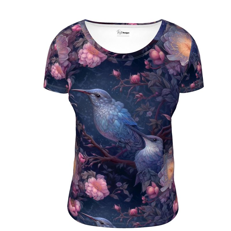 Moonlit Hummingbird Harmony Ladies Scoop Neck T-Shirt