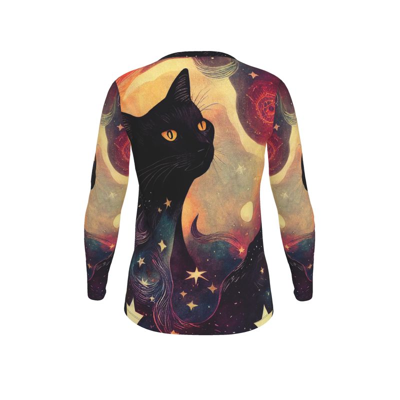 Mystic Feline Dreamscape Womens Long Sleeve T Shirt