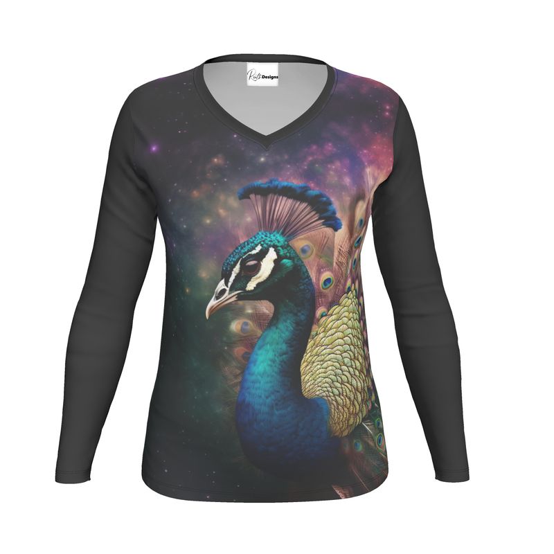 Cosmic Peacock Womens Long Sleeve T-Shirt