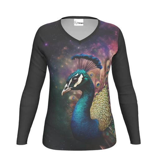 Cosmic Peacock Womens Long Sleeve T-Shirt