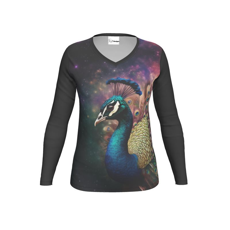 Cosmic Peacock Womens Long Sleeve T-Shirt